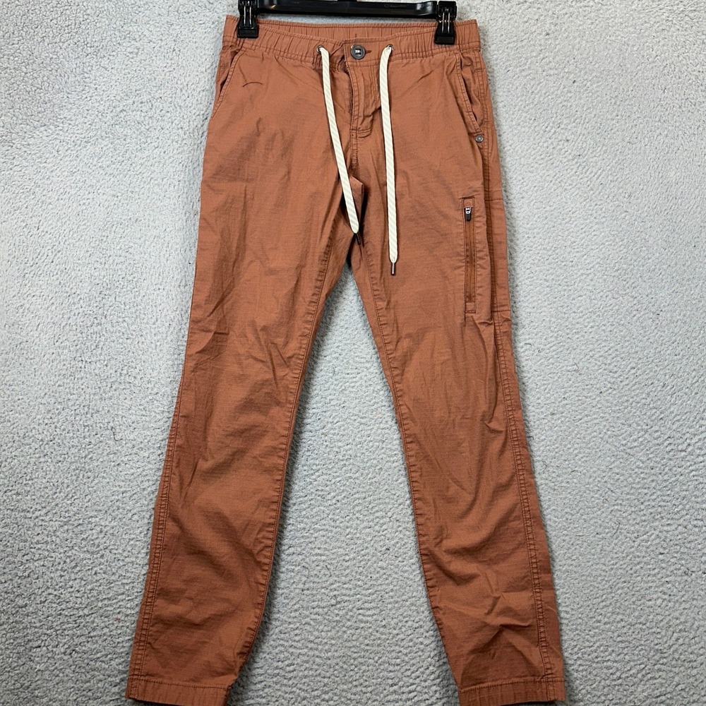 Vuori Pants Mens XS Ripstop Pant Burnt Orange Cargo Slim Tapered Stretch Waist